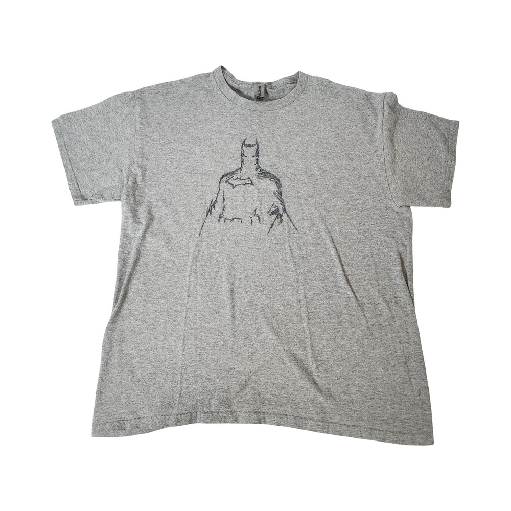Gildan Batman Graphic Tee Mens Large Heather Grey DC Comics Sketch T-Shirt